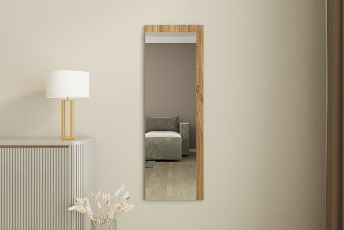 Hanah Home Espejo Flotal-e Blanco y Nogal 40x120x2.2 cm MDF Ecológico Montaje Pared